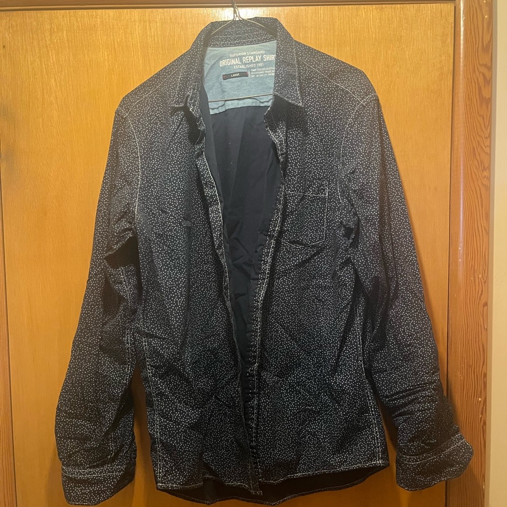 Replay Men's Blue Patterned Shirt